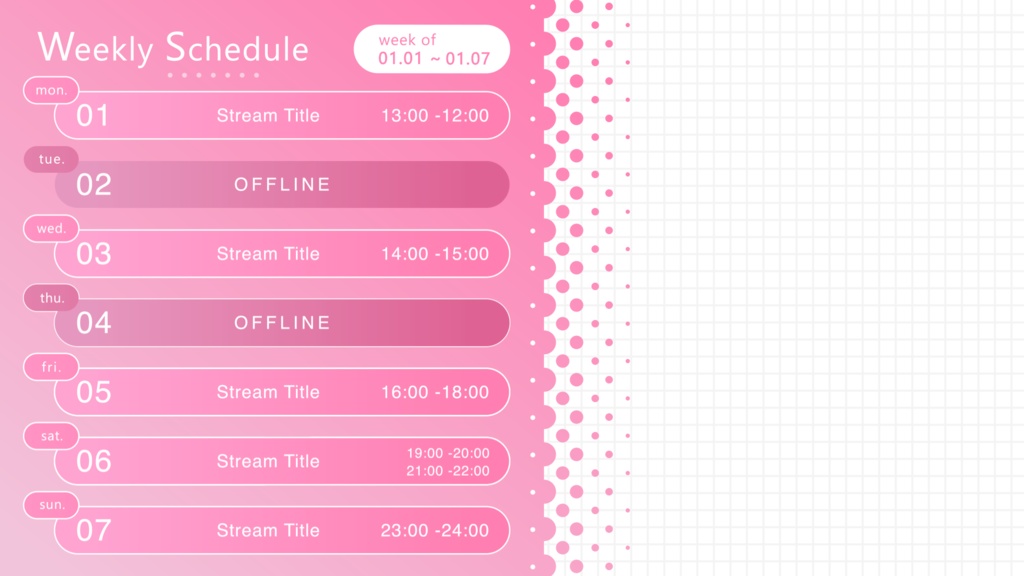 配信スケジュール画像素材04 (6色セット)