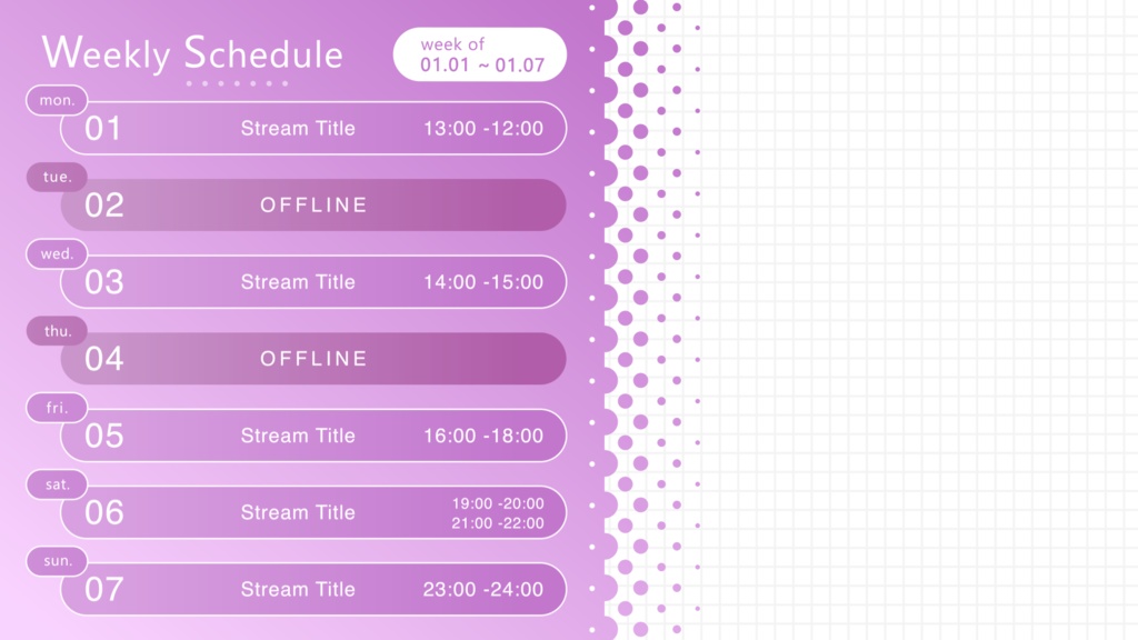 配信スケジュール画像素材04 (6色セット)