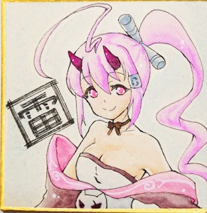 雷　豆色紙(原画)