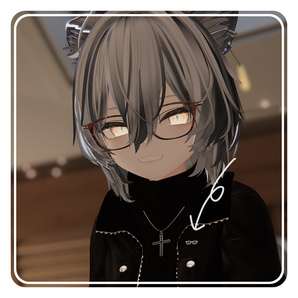 【無料配布中!】シンプルなメガネのブローチ ~ WellingtonGlassesBrooch ~