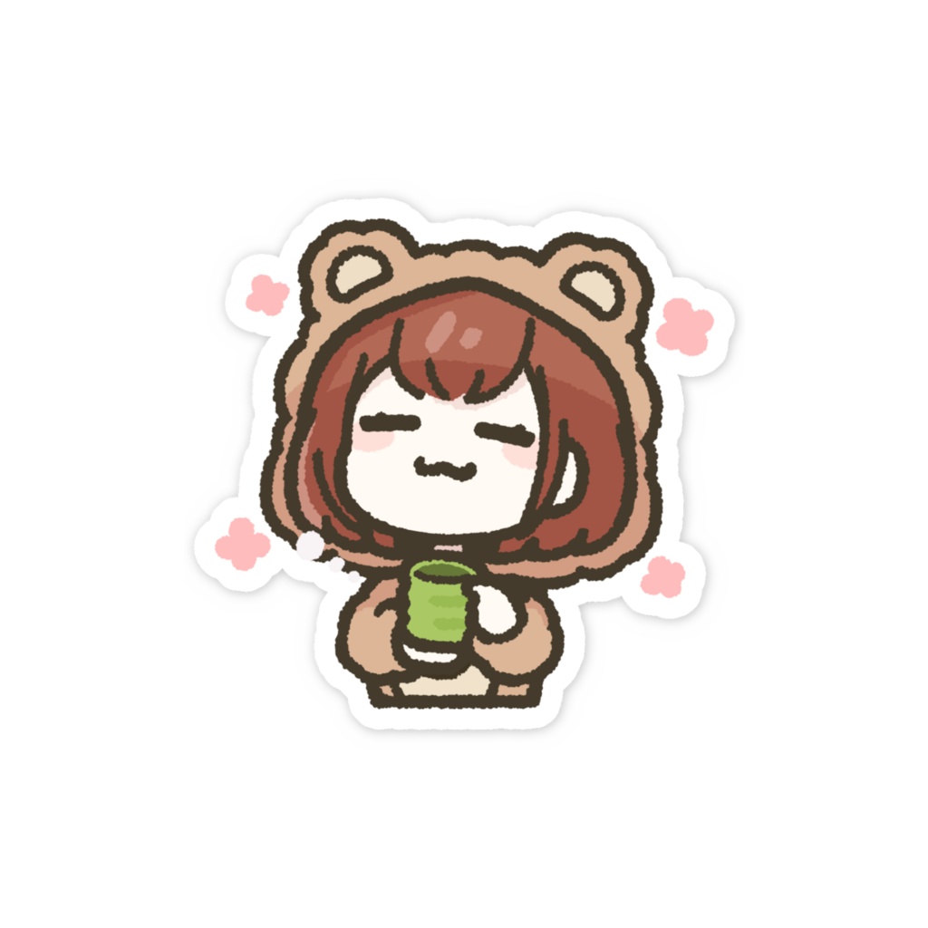 まったりお茶くまゆ*スマホステッカー