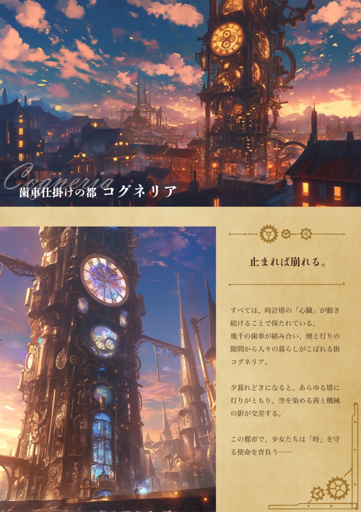 幻想図鑑素材集 vol.2 時を祈る双子と歯車の街【無料お試し付き】 ─ 世界観を感じながら創作に使えるインスピレーション素材集