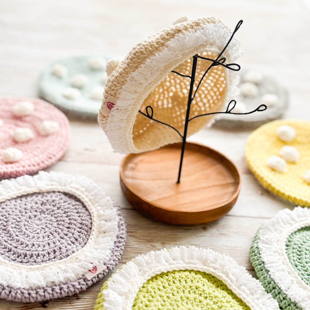 【16cmぬいサイズ】きのこホワイトフリルベレー帽