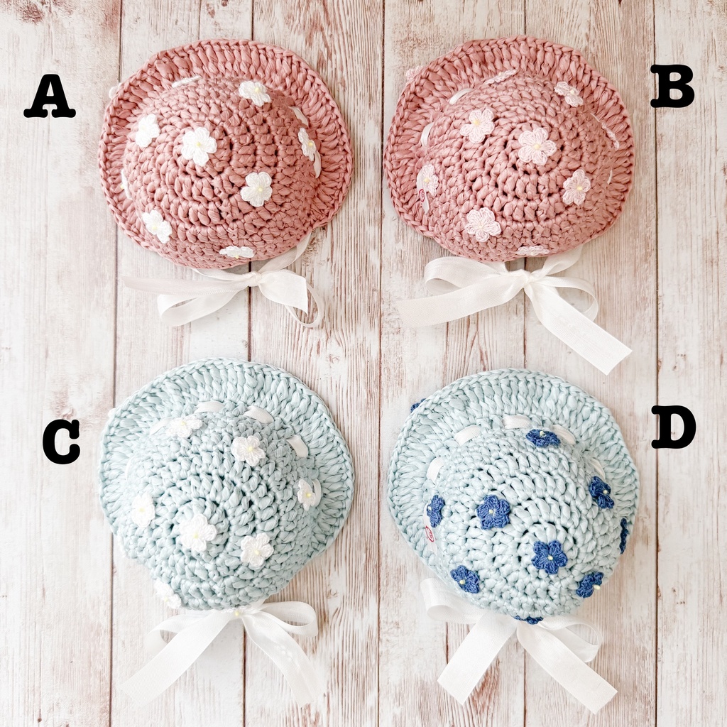 【12~13cmぬい用】フラワーストローボンネット カラー