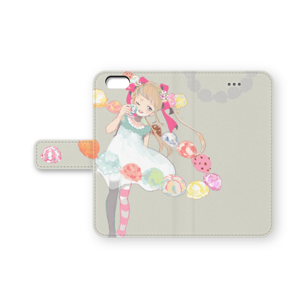少女（アイス）手帳型iPhoneケース