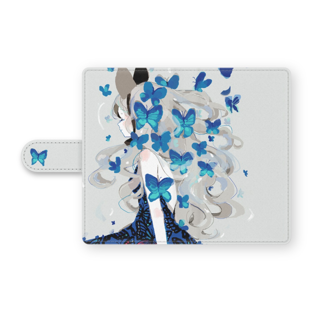 少女（青い蝶）手帳型Androidケース