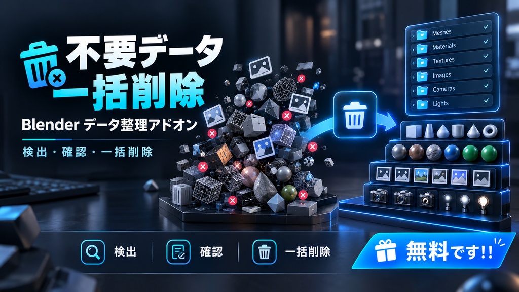 【無料】Blenderアドオン|不要データ一括削除ツール