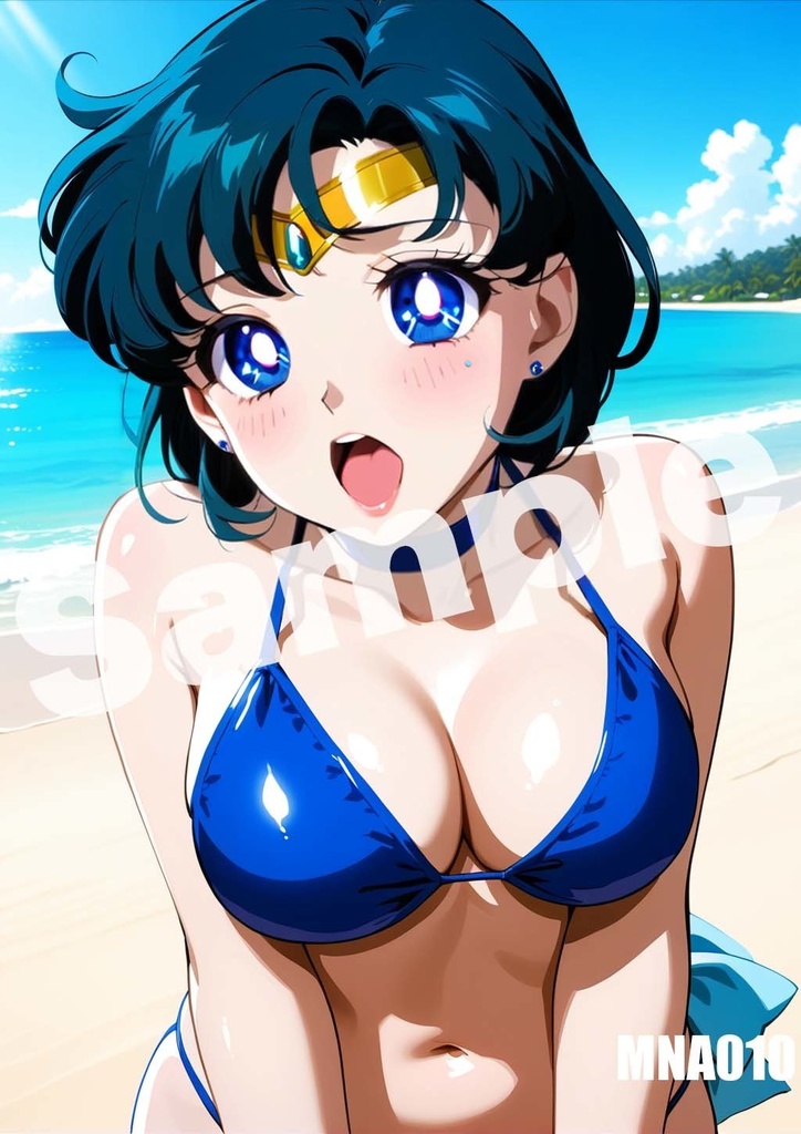 【セーラーマーキュリー】セーラームーン AI イラスト A4ポスター 高画質 ヌード 美人 水着 下着 巨乳 同人 コスプレ MNA001-020