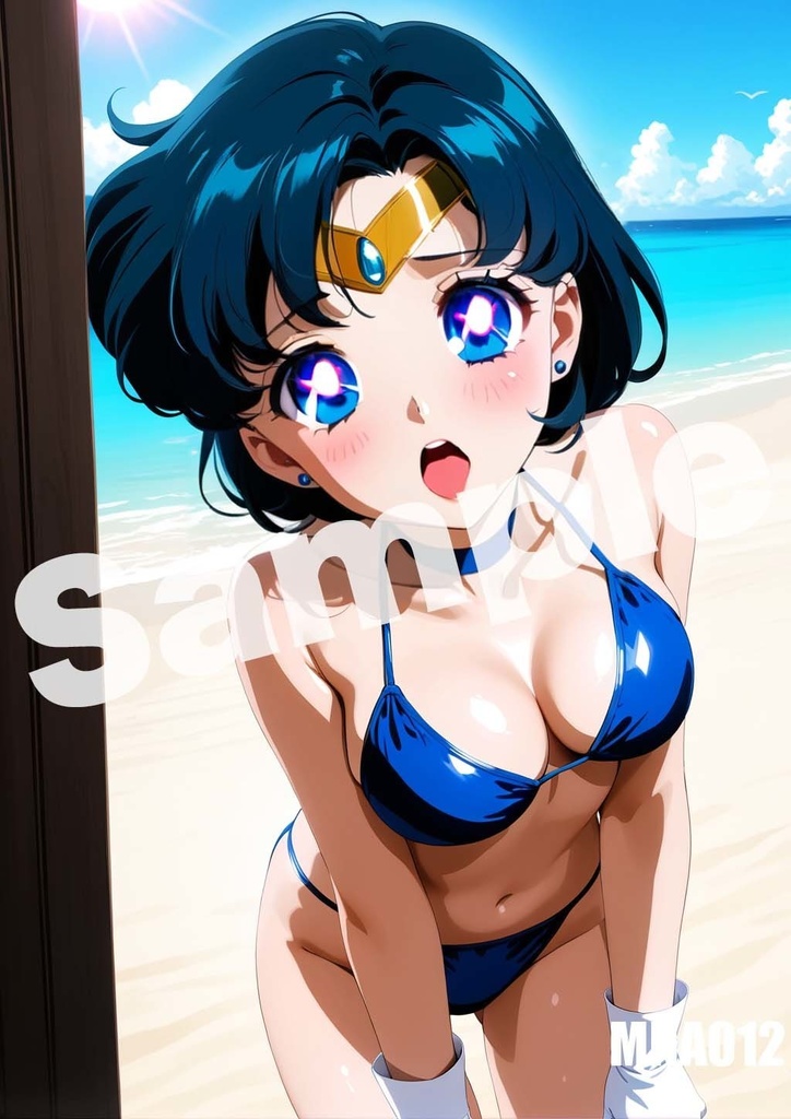 【セーラーマーキュリー】セーラームーン AI イラスト A4ポスター 高画質 ヌード 美人 水着 下着 巨乳 同人 コスプレ MNA001-020