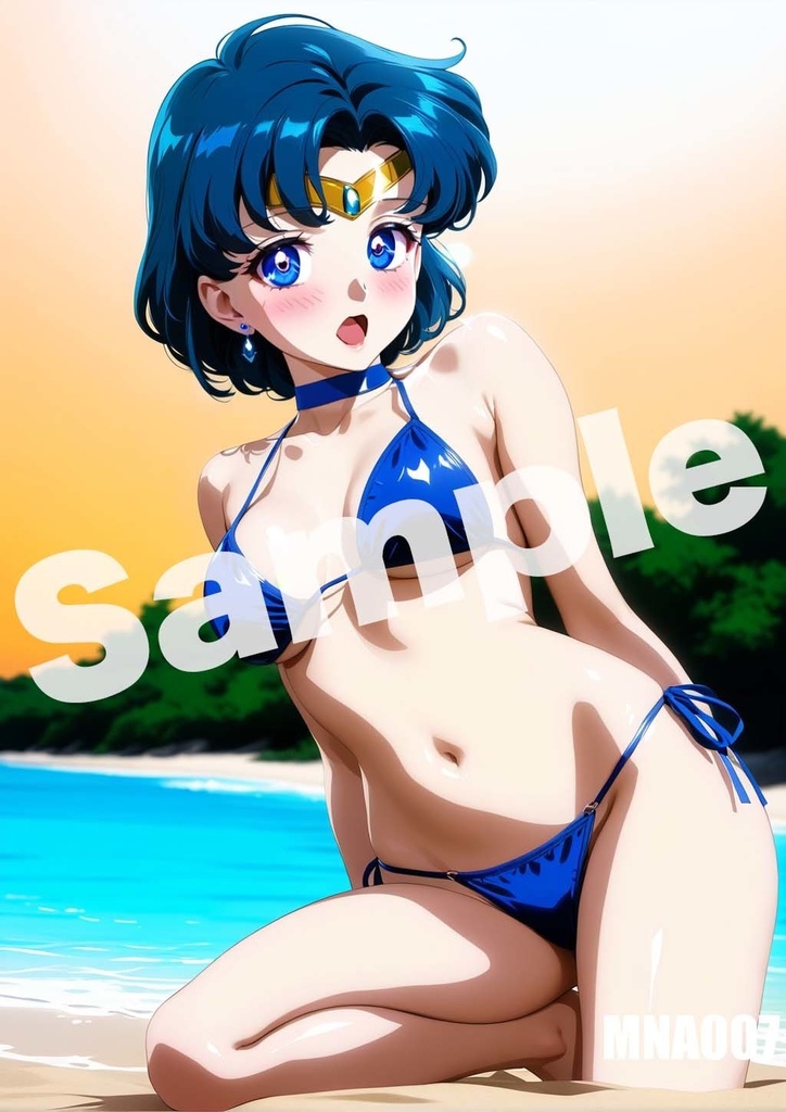 【セーラーマーキュリー】セーラームーン AI イラスト A4ポスター 高画質 ヌード 美人 水着 下着 巨乳 同人 コスプレ MNA001-020