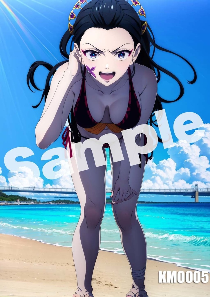 【堕姫】鬼滅の刃 AI イラスト A4ポスター 高画質 ヌード 美人 水着 下着 巨乳 同人 コスプレ KMO001-009