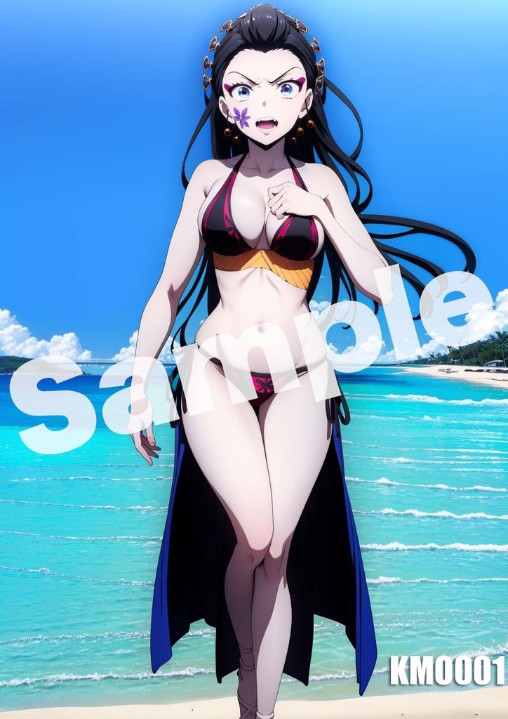 【堕姫】鬼滅の刃 AI イラスト A4ポスター 高画質 ヌード 美人 水着 下着 巨乳 同人 コスプレ KMO001-009