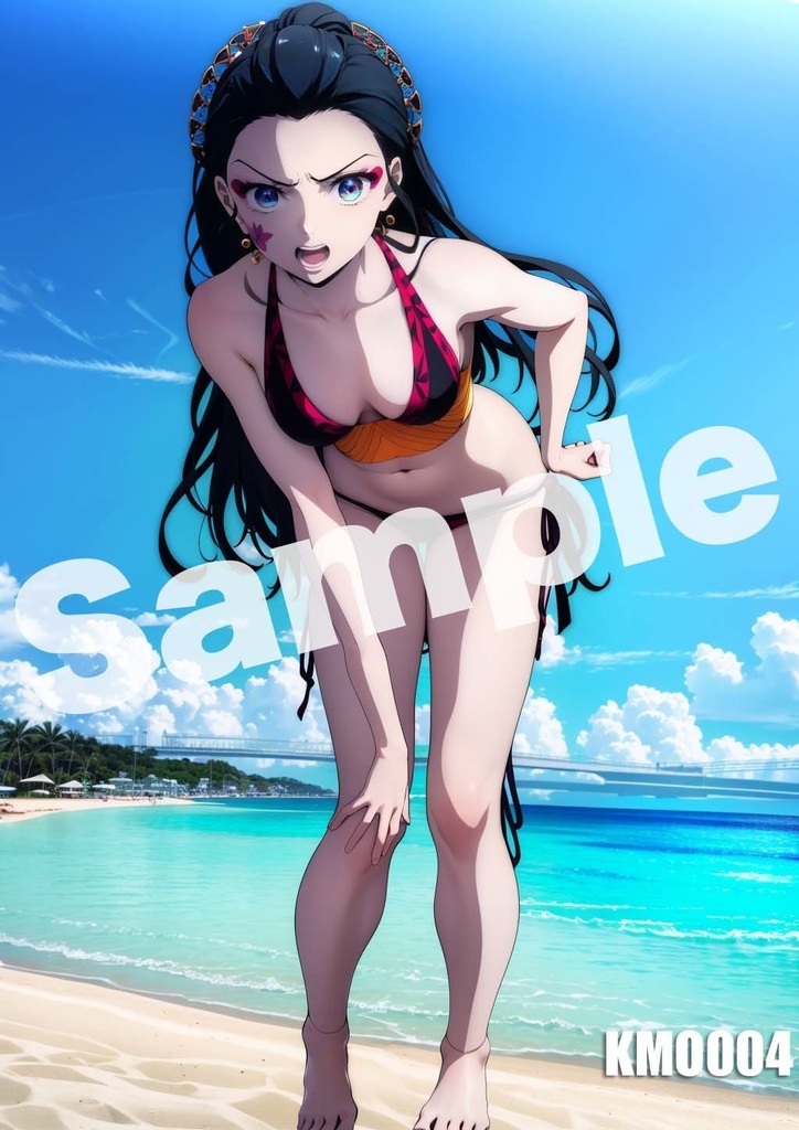 【堕姫】鬼滅の刃 AI イラスト A4ポスター 高画質 ヌード 美人 水着 下着 巨乳 同人 コスプレ KMO001-009