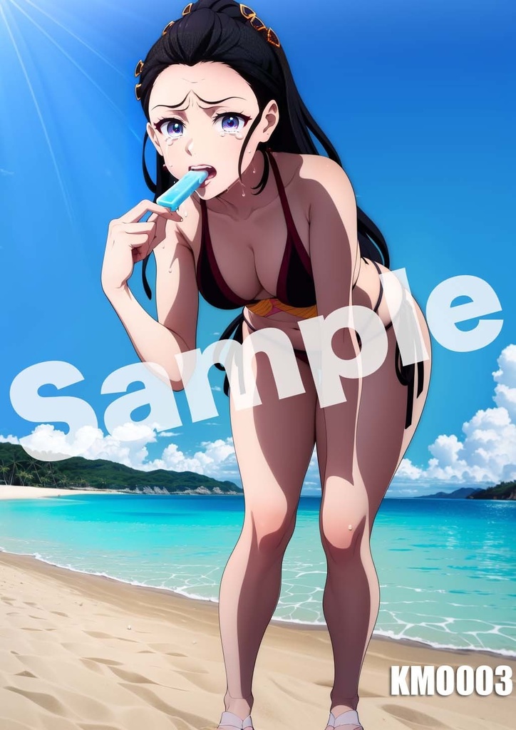 【堕姫】鬼滅の刃 AI イラスト A4ポスター 高画質 ヌード 美人 水着 下着 巨乳 同人 コスプレ KMO001-009