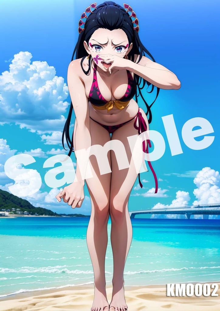 【堕姫】鬼滅の刃 AI イラスト A4ポスター 高画質 ヌード 美人 水着 下着 巨乳 同人 コスプレ KMO001-009