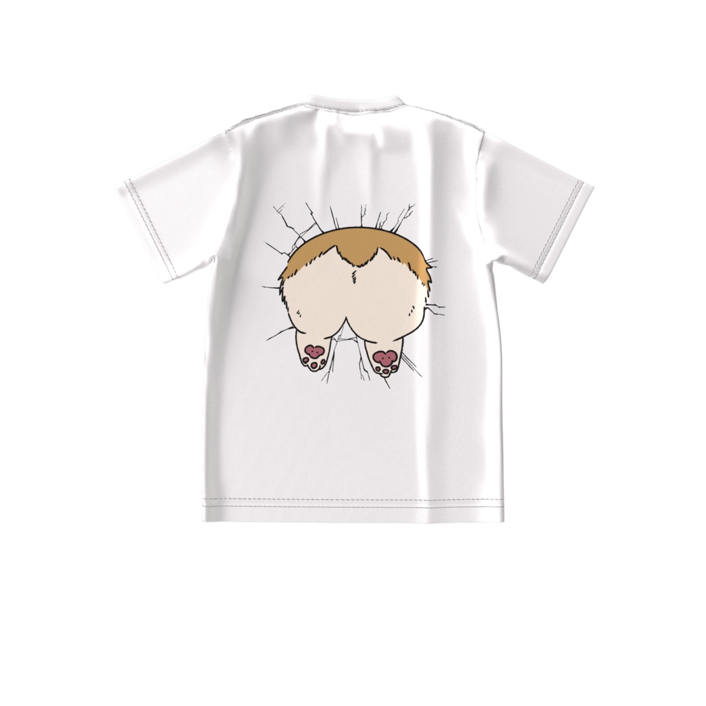 ぷりけつコーギー壁貫通Tシャツ-ビッグシルエット-