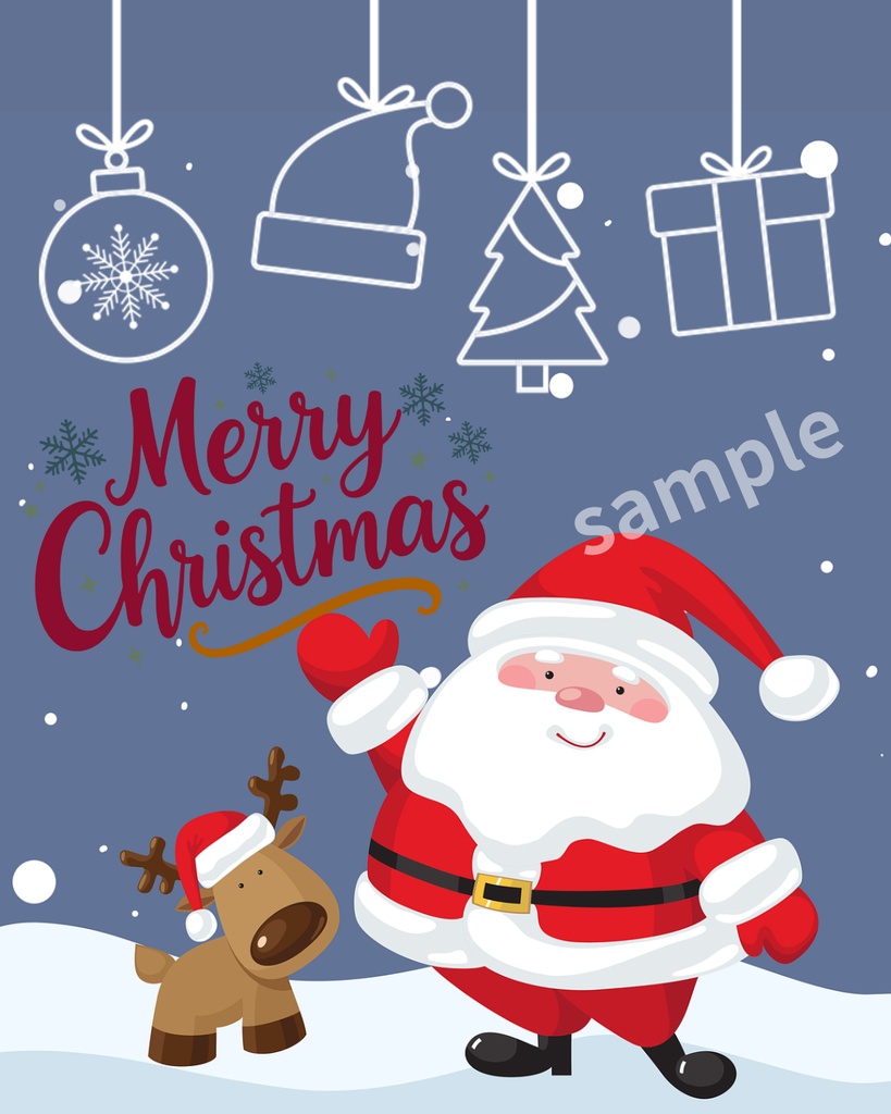 SNS投稿や印刷にも使える、クリスマスカード5枚セット!(PDFデータ)