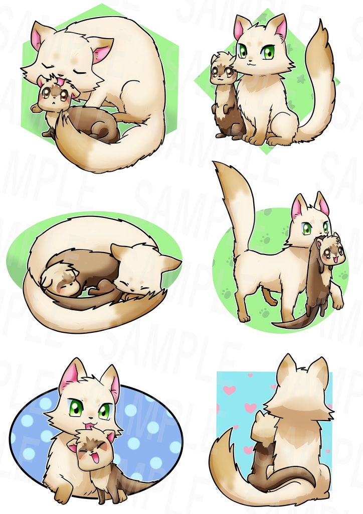 ネコちゃんとフェレットちゃんの仲良し