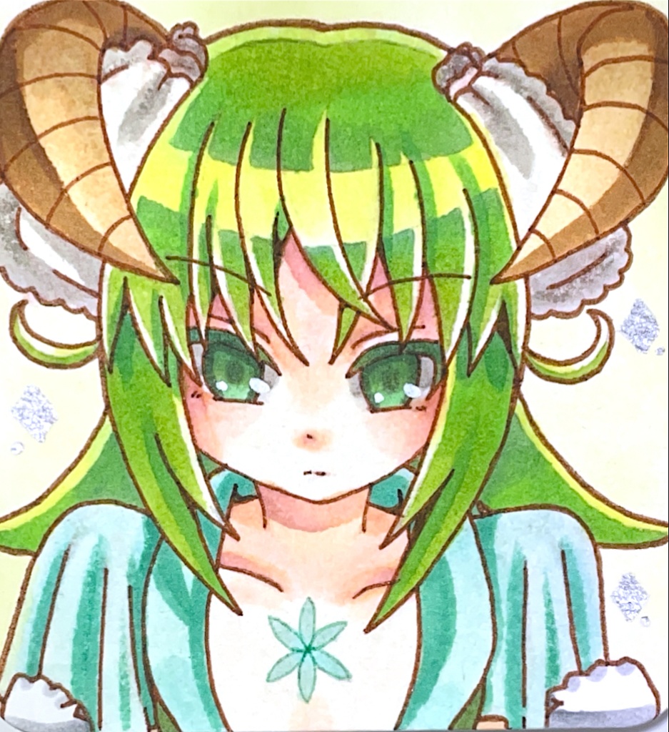 一次創作 動物園娘 原画/手のひらペーパー