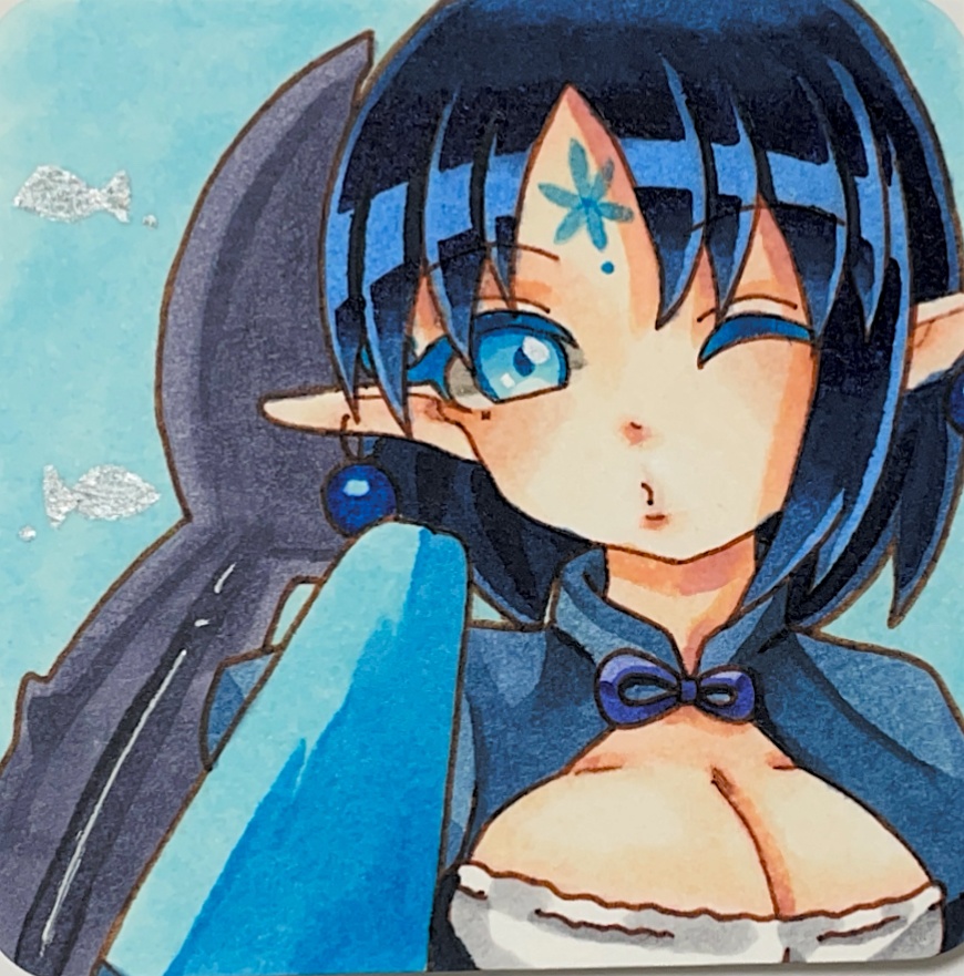 一次創作 水族館娘 原画/手のひらペーパー