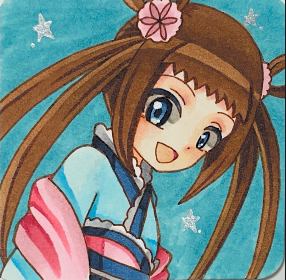 一次創作 七夕娘 原画/手のひらペーパー