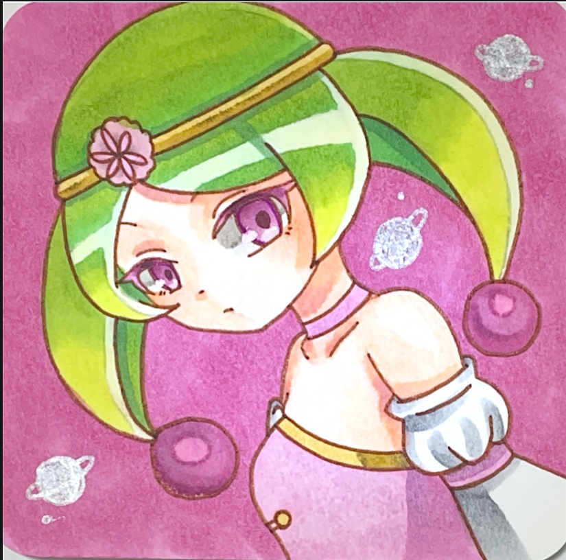 一次創作 宇宙娘 原画/手のひらペーパー