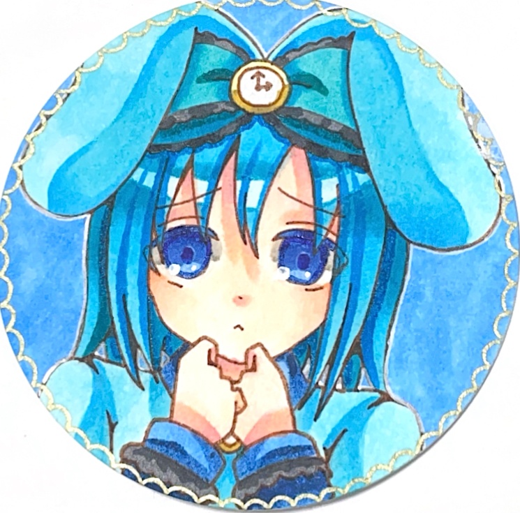 一次創作 時計兎 原画/手のひらペーパー