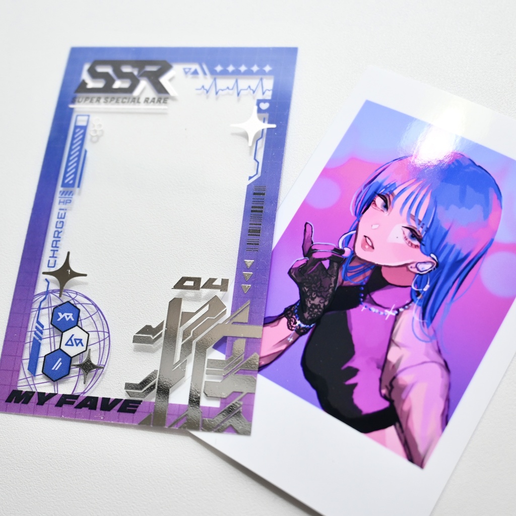 推しのチェキがSSRカードになる透明トレカ【サイバー・紫】(おまけステッカー2枚入り)
