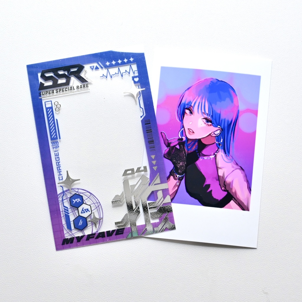 推しのチェキがSSRカードになる透明トレカ【サイバー・紫】(おまけステッカー2枚入り)