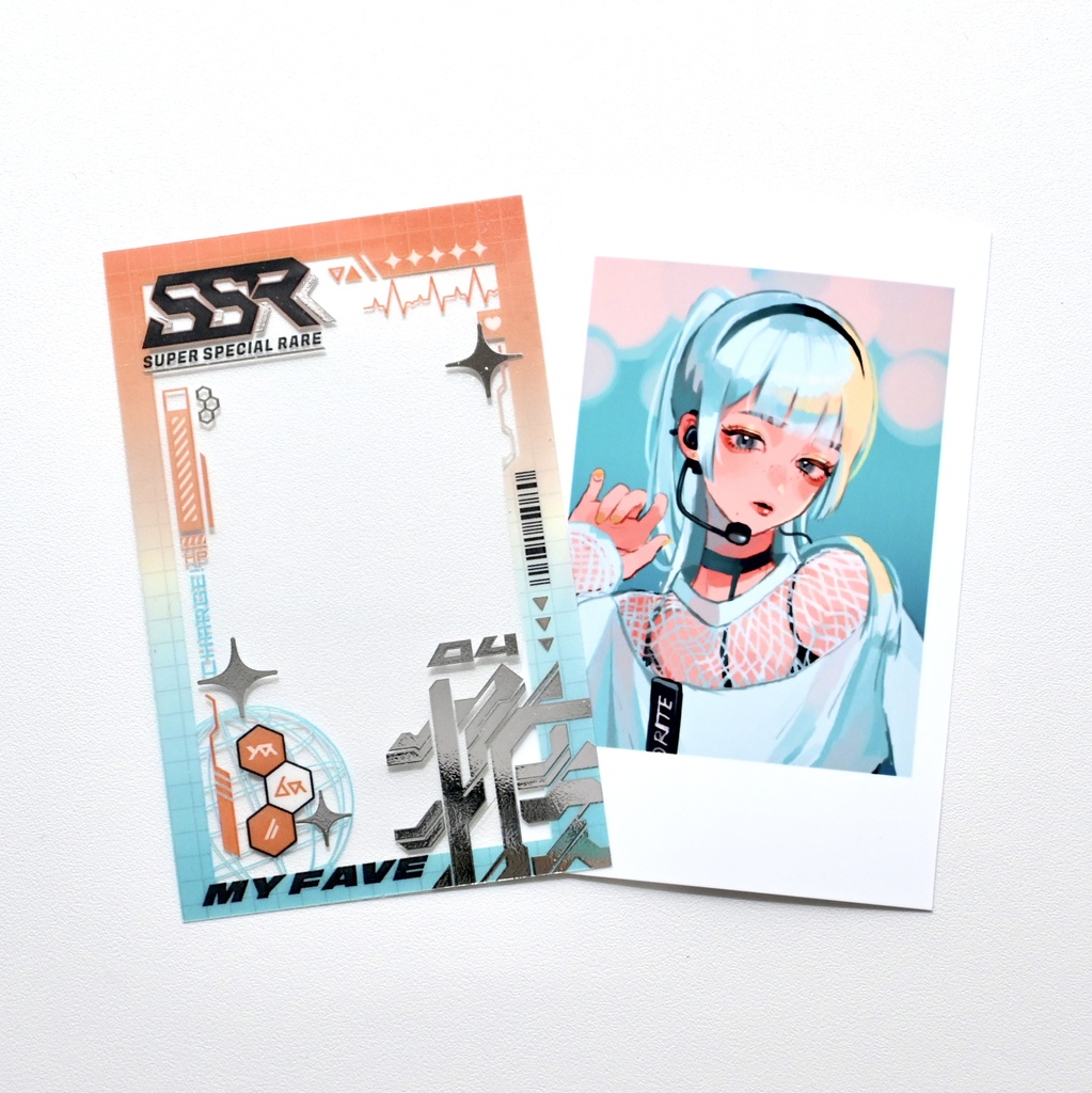 推しのチェキがSSRカードになる透明トレカ【サイバー・オレンジ】(おまけステッカー2枚入り)