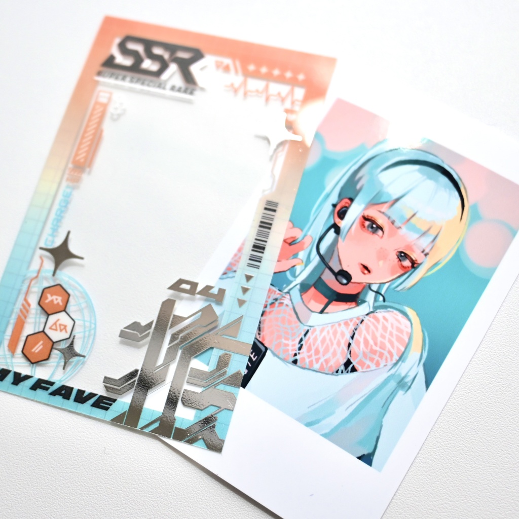 推しのチェキがSSRカードになる透明トレカ【サイバー・オレンジ】(おまけステッカー2枚入り)