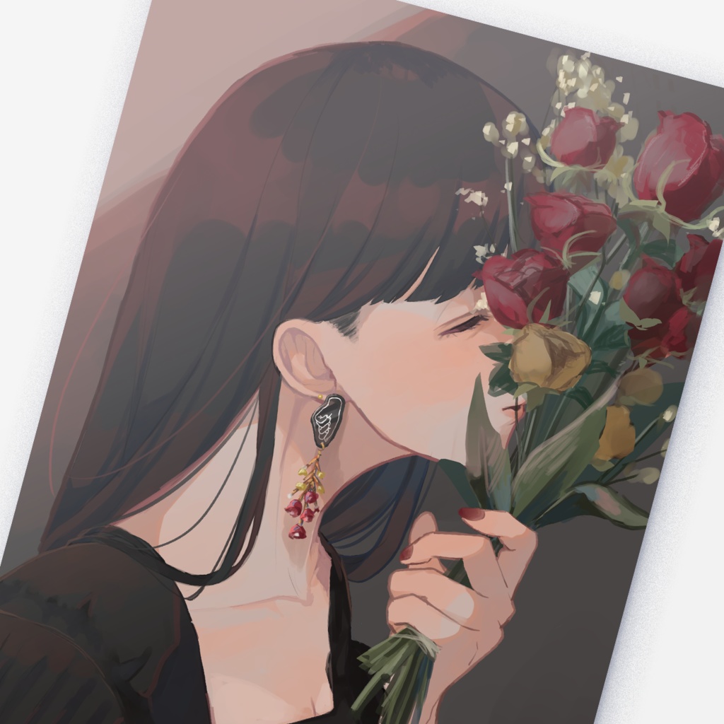 ドライフラワー・赤【ポストカード】