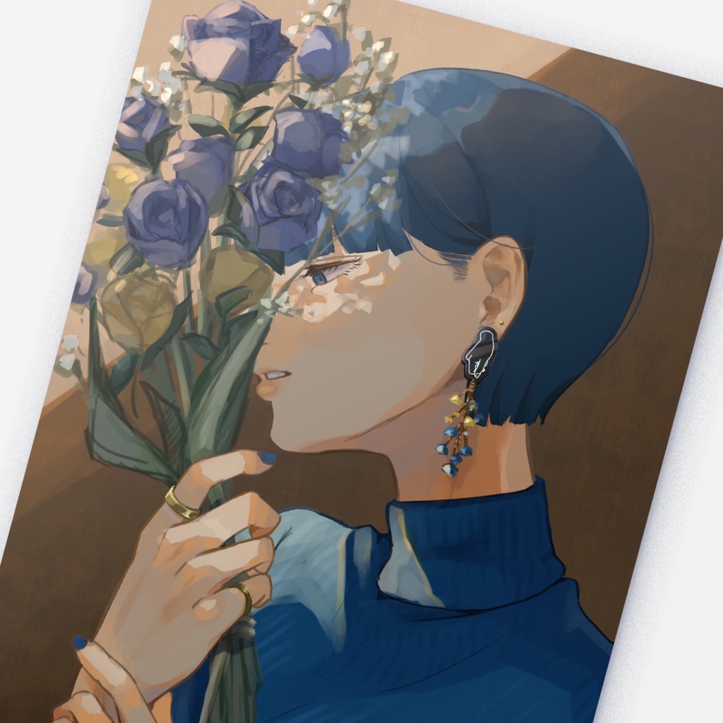 ドライフラワー・青【ポストカード】