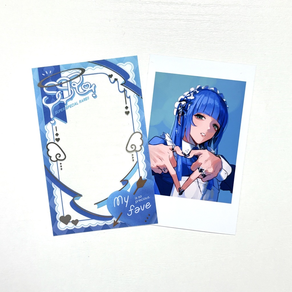 推しのチェキがSSRカードになる透明トレカ【辛辣メイド・ブルー】(おまけステッカー2枚入り)