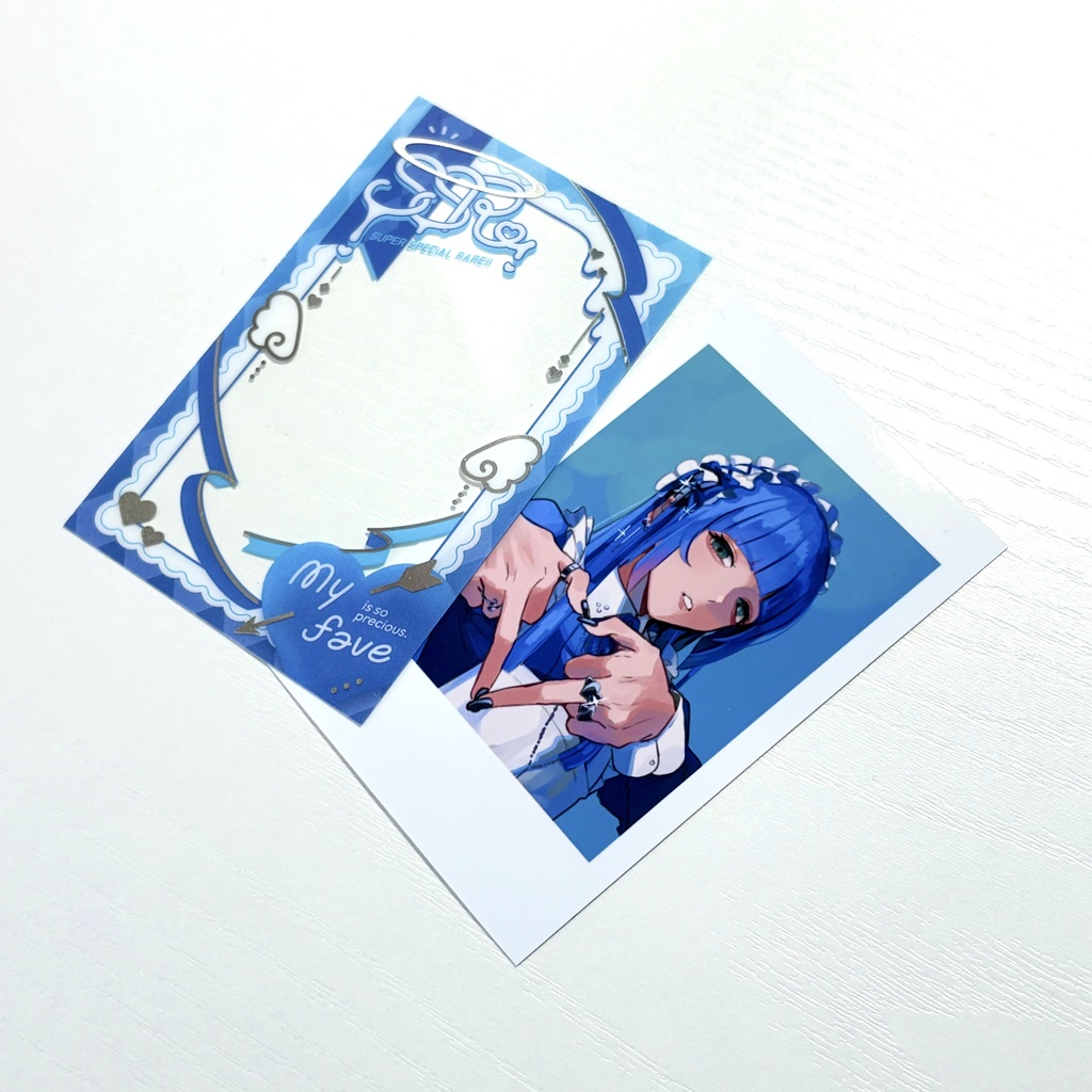 推しのチェキがSSRカードになる透明トレカ【辛辣メイド・ブルー】(おまけステッカー2枚入り)