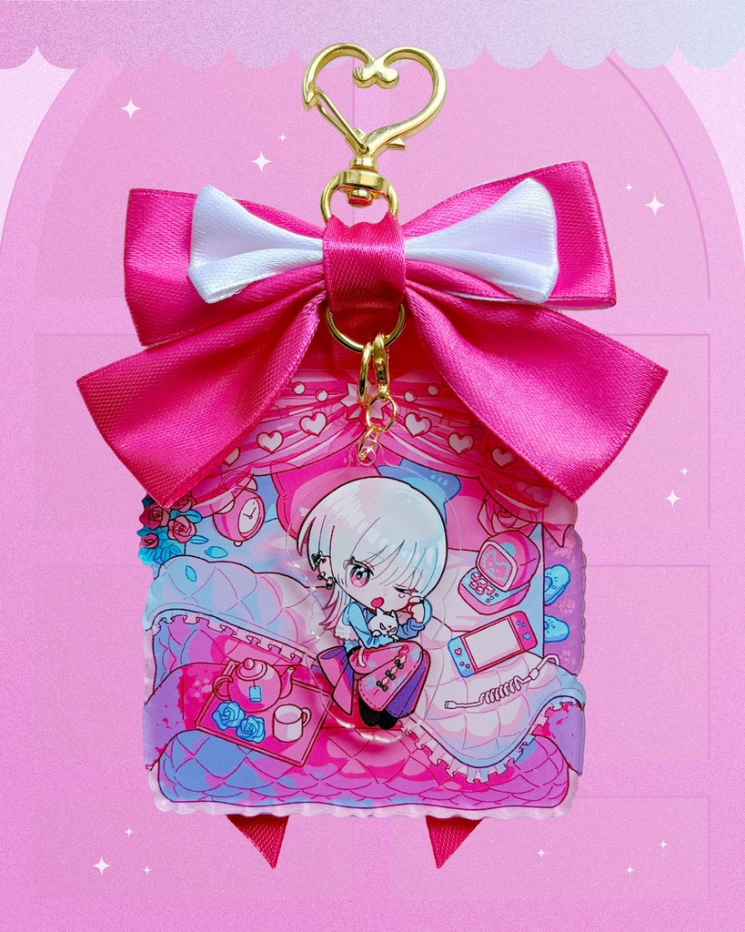 天蓋付きベッド風☆おやすみアクキー【ゆめピンク】