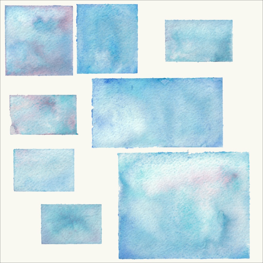 【透明水彩素材】しかく8点【商用OK】
