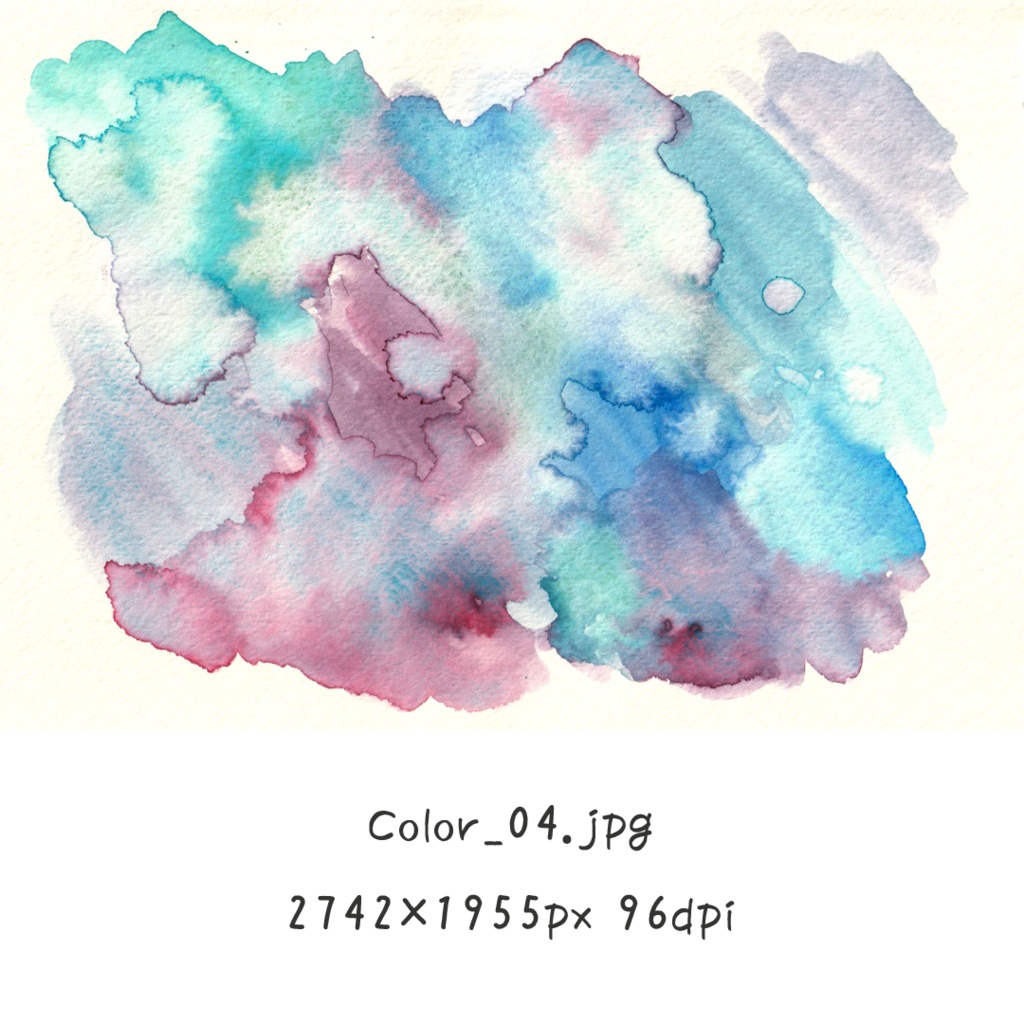 【透明水彩テクスチャー】カラフル4点+マスキング1点【商用OK】