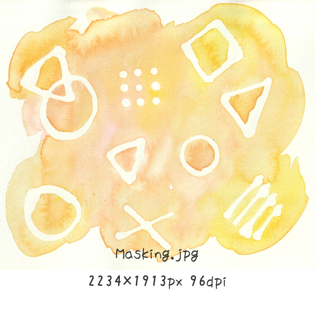 【透明水彩テクスチャー】カラフル4点+マスキング1点【商用OK】