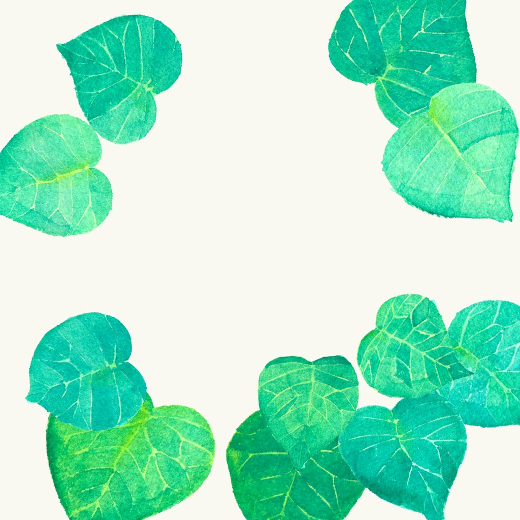 【透明水彩素材】ハートのはっぱ11点【商用OK】