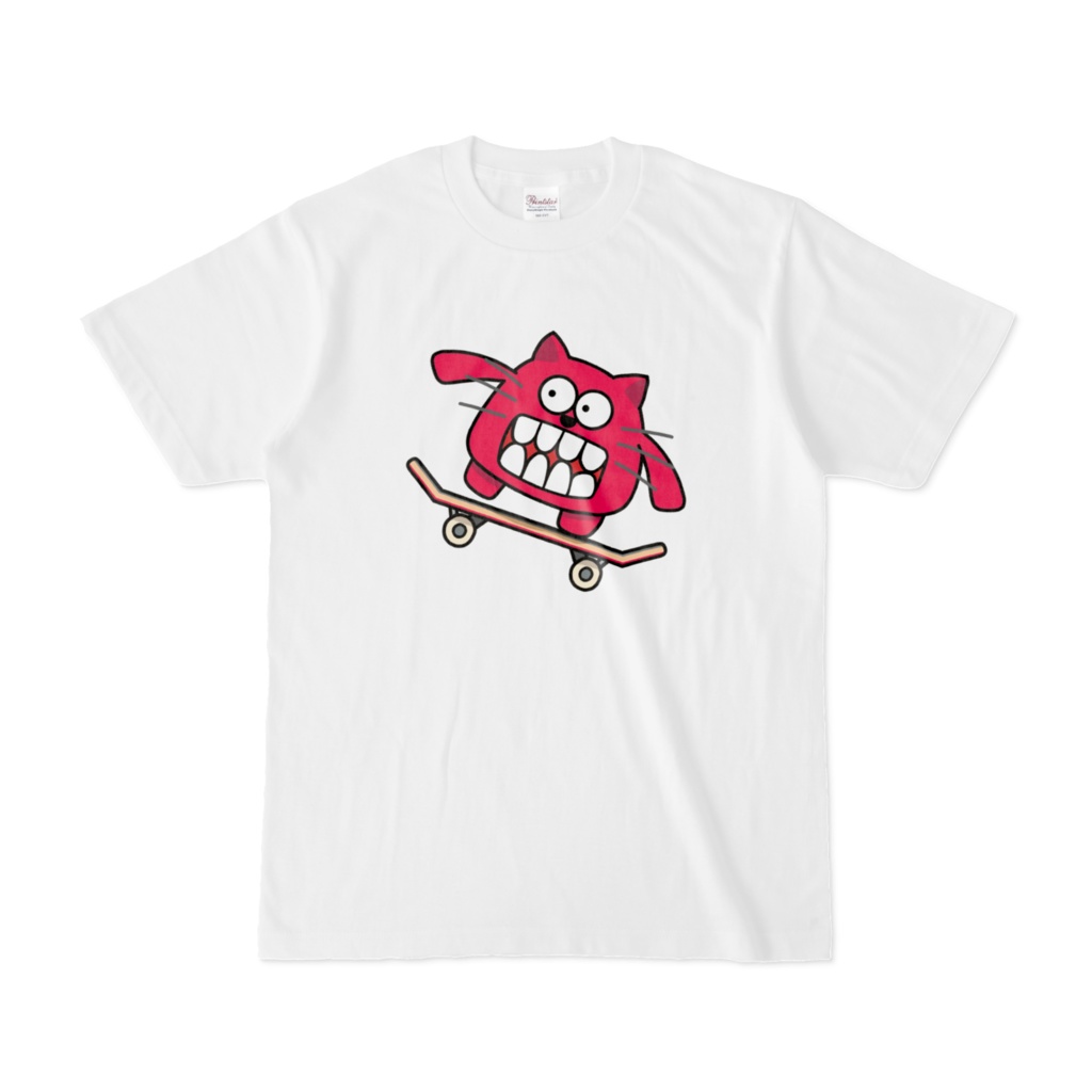 乗りこなしすぎる歯むきだしネコ Tシャツ