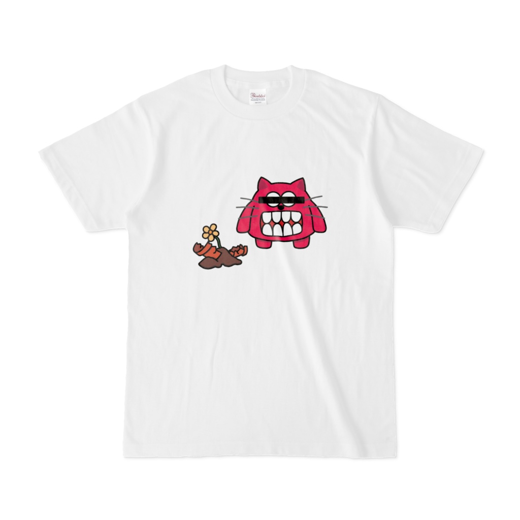 犯罪者すぎる歯むきだしネコ Tシャツ