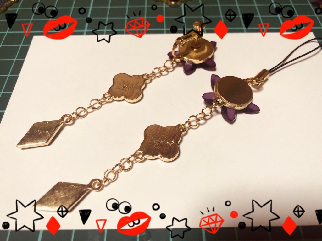 小紫の耳飾り【イヤリング・ストラップ】