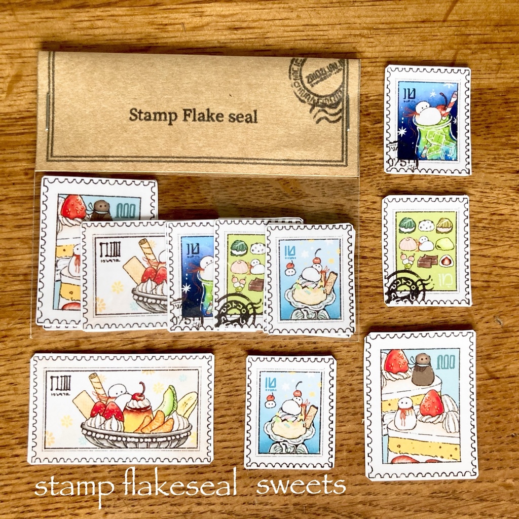 切手風フレークシール sweets