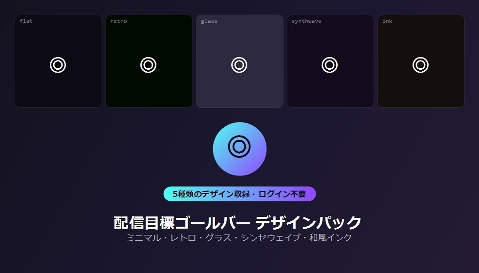 【デザインパック】OBS配信目標ゴールバー 5種のデザイン収録