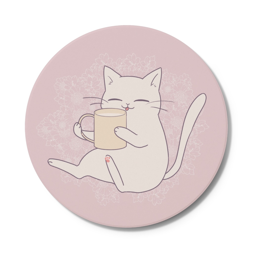 ミルクを飲むねこなコースター