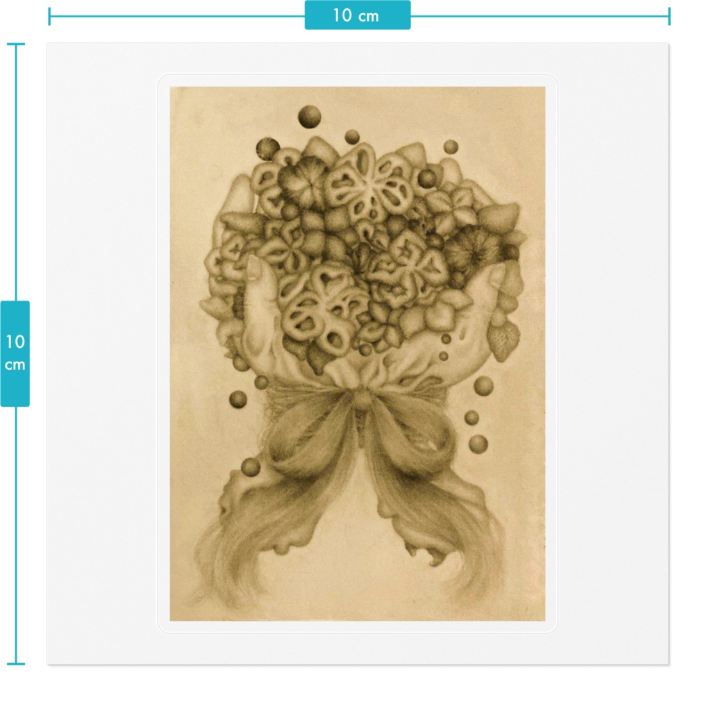 花束のステッカー(セピア)
