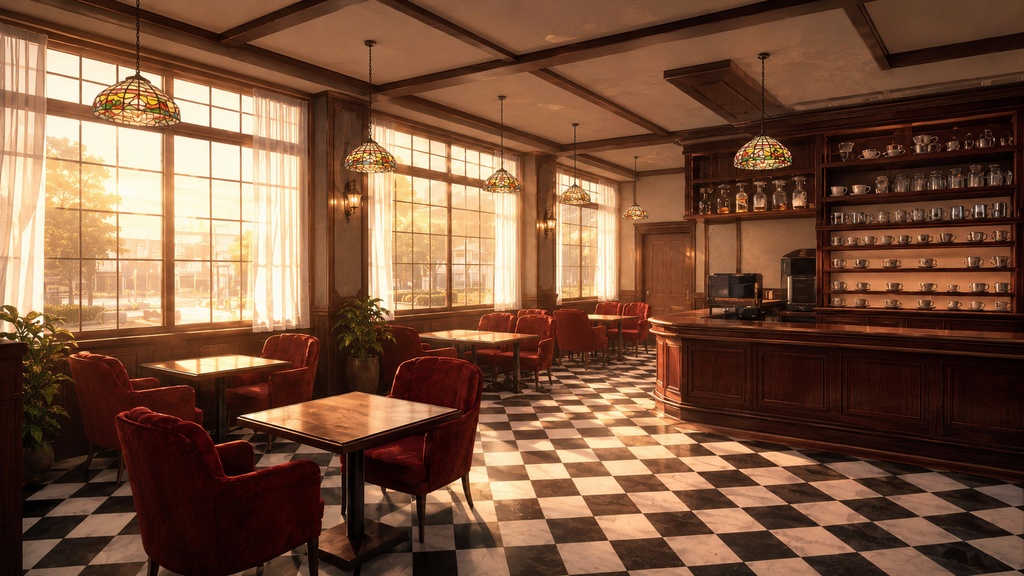 【TRPG・ゲーム背景素材】昭和レトロ純喫茶 背景20枚セット｜1920×1080・商用利用可