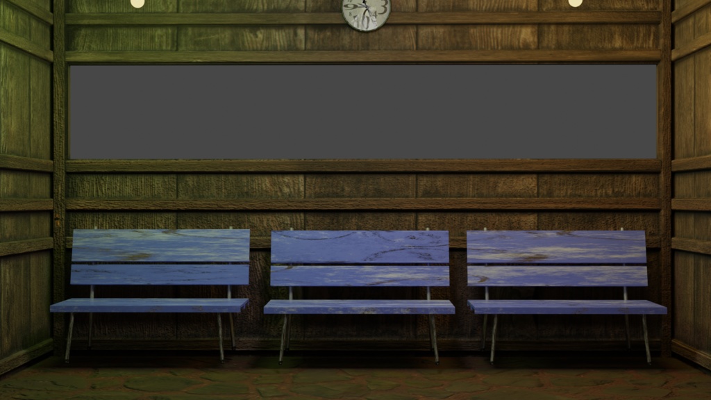 古びた待合所 -An old wood waiting area-