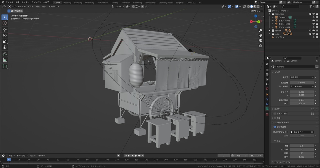 昔ながらのレトロなおでん屋台 -Japanese retro oden stall-